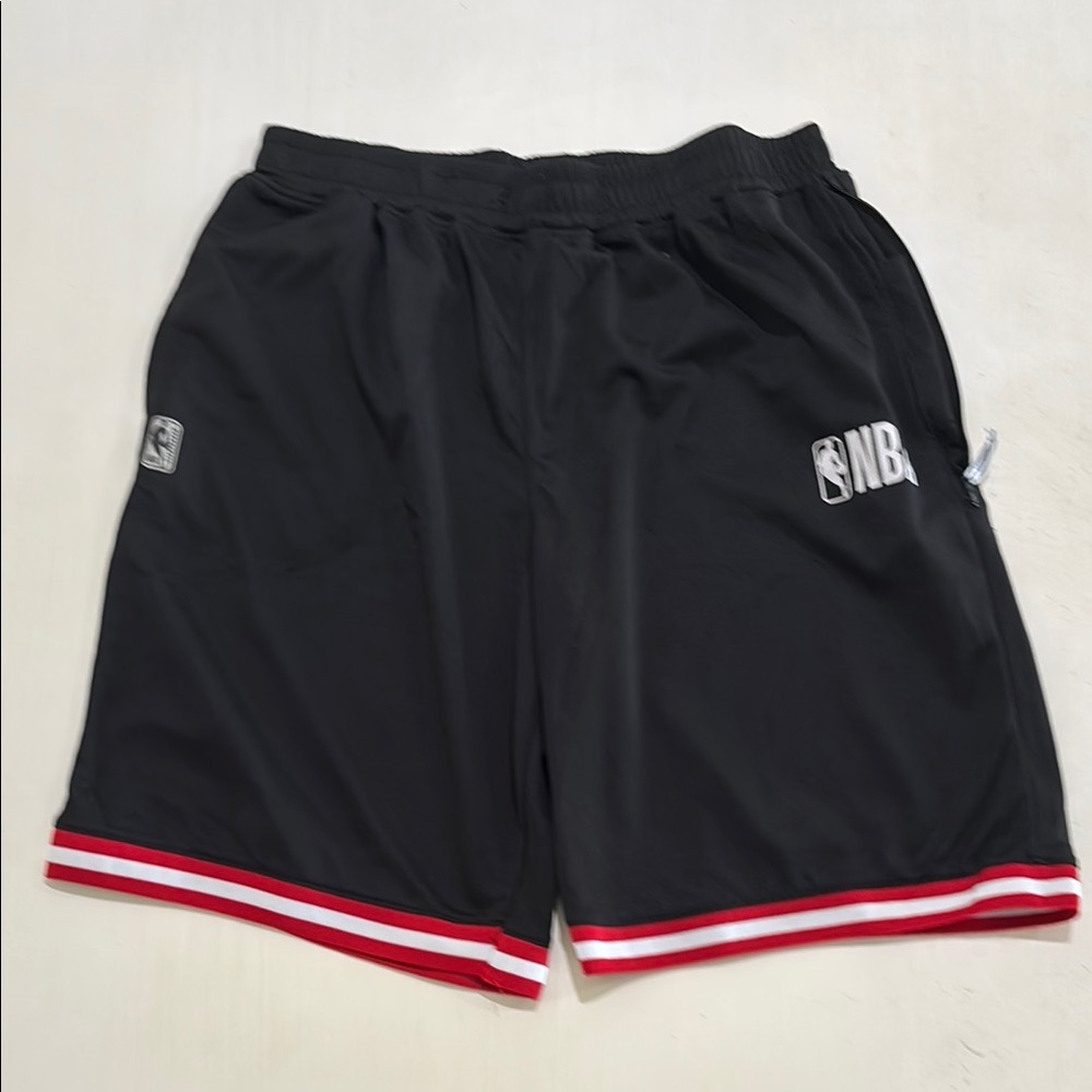 NBA Black Athletic Shorts with Striped Trim. Men's L. Like new condition. Nice!